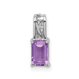 Image of Sterling Silver Rhodium-plated Amethyst Rectangle Pendant