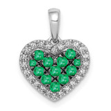 Image of 14k White Gold w/Black Rhodium Diamond/Emerald Heart Pendant