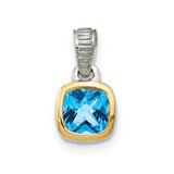 Image of Sterling Silver w/ 14K Accent Light Swiss Blue Topaz Pendant