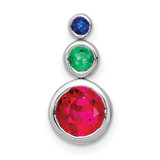 Image of 14k White Gold Ruby, Emerald and Sapphire Chain Slide Pendant