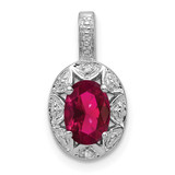 Image of Sterling Silver Rhodium-plated Diamond & Created Ruby Pendant