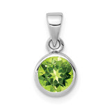 Image of Sterling Silver Rhodium-plated Polished Peridot Round Pendant