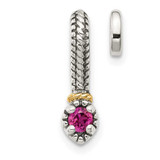 Image of Sterling Silver w/ 14k Polished Created Ruby Chain Slide Pendant