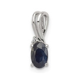 Image of Sterling Silver Rhodium-plated Diamond and Sapphire Oval Pendant