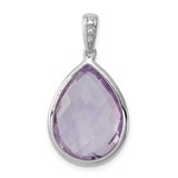 Image of Sterling Silver Rhodium-plated Diamond and Rose de France Pendant