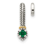 Image of Sterling Silver w/ 14k Polished Created Emerald Chain Slide Pendant