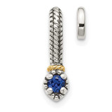 Image of Sterling Silver w/ 14k Polished Created Sapphire Chain Slide Pendant