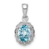 Image of Sterling Silver Rhodium-plated Diamond & Light Swiss BT Oval Pendant