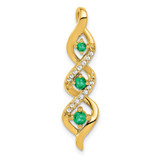 Image of 14K Yellow Gold 3-stone Twisted Diamond and Emerald Chain Slide Pendant