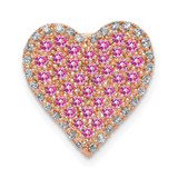 Image of 14k Rose Gold Diamond and Pink Sapphire Vintaged Heart Chain Slide Pendant