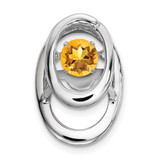 Image of Sterling Silver Rhodium-plated Citrine Birthstone Vibrant Chain Slide Pendant