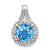 Image of Sterling Silver Rhodium-plated White Topaz & Lght Sw. Blue Topaz Circle Pendant