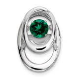 Image of Sterling Silver Rhodium-plated Created Emerald Birthstone Vibrant Chain Slide Pendant