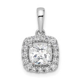 Image of 14K White Gold Lab Grown Diamond and White Sapphire Halo Pendant