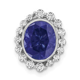 Image of 14K White Gold Lab Grown Diamond SI1/SI2, G H I, & Created Sapphire Oval Pendant