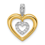 Image of 14K Two-tone Gold Lab Grown Diamond SI1/SI2, G H I, Dangle Heart in Heart Pendant