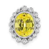 Image of 14K White Gold Lab Grown Diamond SI1/SI2, G H I, & Created Yellow Sapphire Oval Pendant