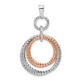 Image of Sterling Silver Rose Gold-plated Rhodium-plated Diamond-cut Pendant