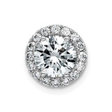 Image of 14k White Gold Round Halo G H I True Light Moissanite Chain Slide Pendant PM4452-180-WMT