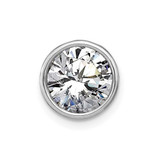 Image of 14k White Gold Round Bezel D E F Pure Light Moissanite Chain Slide Pendant PM6802-190-WMP