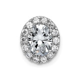 Image of 14k White Gold Oval and Round Halo D E F Pure Light Moissanite Chain Slide Pendant PM4453-175-WMP