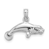 Image of Sterling Silver Polished 3D Manatee Pendant QC9855
