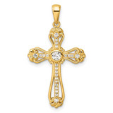 Image of Sterling Silver Gold-plated CZ Cross Pendant QC11411GP