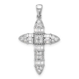 Image of Sterling Silver Rhodium-plated CZ Cross Pendant QC11447