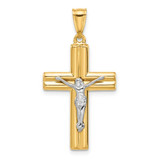 Image of 14K Two-tone Gold Polished and Textured Crucifix Pendant C4961