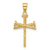Image of 14K Yellow Gold Polished and Textured Nails Cross Pendant C4949