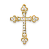 Image of 14K Yellow Gold 1/4ctw Diamond Budded Cross Chain Slide Pendant PM5070-025-YA
