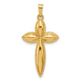 Image of 14K Yellow Gold Polished and Beaded Hollow Edge Passion Cross Pendant XR2086