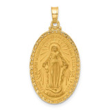 Image of 14K Yellow Gold Satin and Polished Miraculous Medal Solid Oval Pendant XR2117