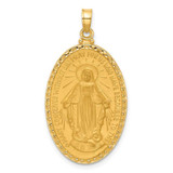 Image of 14K Yellow Gold Satin and Polished Miraculous Medal Solid Oval Pendant XR2119