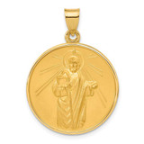 Image of 14K Yellow Gold Polished and Satin Solid St Jude Thaddeus Medal Pendant XR2148