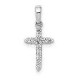 Image of 10K White Gold Polished Diamond Cross Pendant