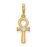 Image of 14K Yellow Gold Polished CZ Ankh Cross Pendant