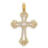Image of 10k Yellow Gold Polished CZ Fancy Cross Pendant