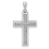 Image of 14k White Gold Large 1/10ctw Diamond Cross Pendant