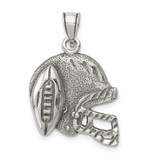 Image of Sterling Silver Antiqued Football & Helmet Pendant