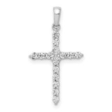 Image of 10K White Gold Polished 1/4ctw Diamond Cross Pendant