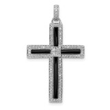 Image of 14k White Gold 1/3ctw Diamond and Onyx Cross Pendant