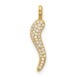 Image of 14K Yellow Gold Polished CZ Small Italian Horn Pendant