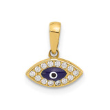 Image of 14K Yellow Gold Polished CZ and Enamel Evil Eye Pendant