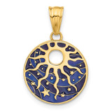 Image of 14K Yellow Gold Polished Enameled Sun and Stars Pendant