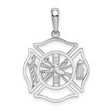 Image of Sterling Silver Polished Cut-out Fireman Shield Pendant