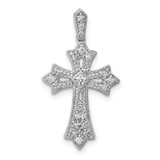 Image of 10K White Gold 1/6ctw Diamond Fleur de Lis Cross Pendant