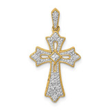 Image of 10k Yellow Gold 1/6ctw Diamond Fleur de Lis Cross Pendant