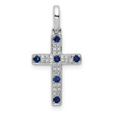 Image of 14k White Gold 1/15ctw Diamond and Sapphire Cross Pendant