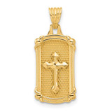 Image of 14K Yellow Gold Polished and Textured Dog Tag Cross Pendant